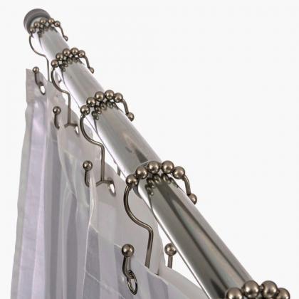 LifBetter Bathroom Shower Curtain Hooks - Stainless Steel Rustproof Metal Double Glide Rod Metal Rings Set of 12 Hooks (Oil Rubbed Bronze)
