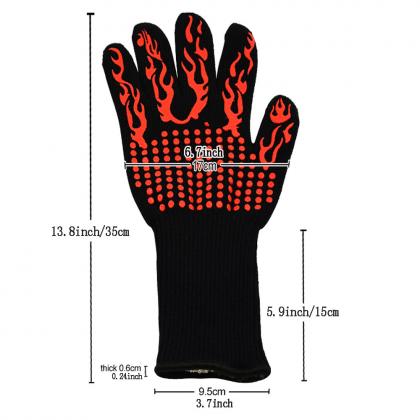 LifBetter 1 Pair of Grilling Cooking BBQ Gloves Heat Resistant 932°F/500°C Hot Kitchen Baking Microwave Grill Oven Gloves Mitts for Left Hand and Right Hand Protection