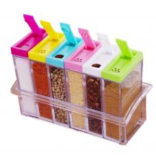 LifBetter Set of 6 Spice Shaker Seasoning Box Kitchen Condiment Bottle Jar Storage Container with 2 Kinds of Outlet Holes